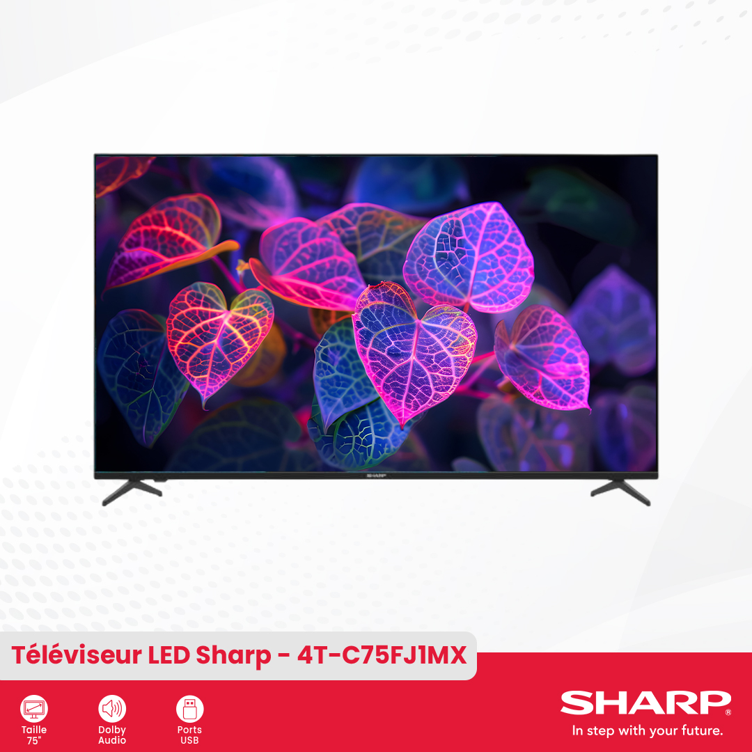 Téléviseur UHD noir Sharp : 4T-C75FJ1MX