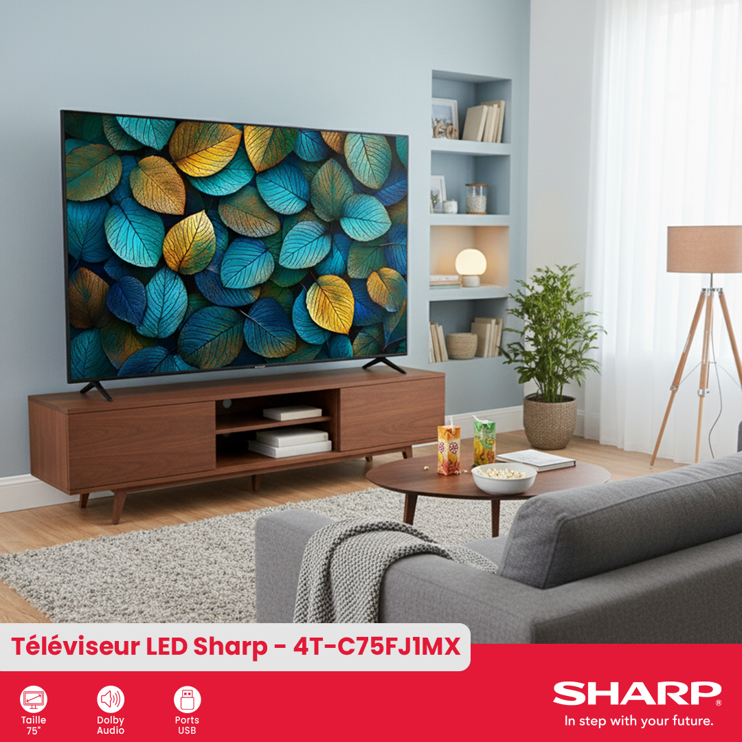 Téléviseur UHD noir Sharp : 4T-C75FJ1MX - 2