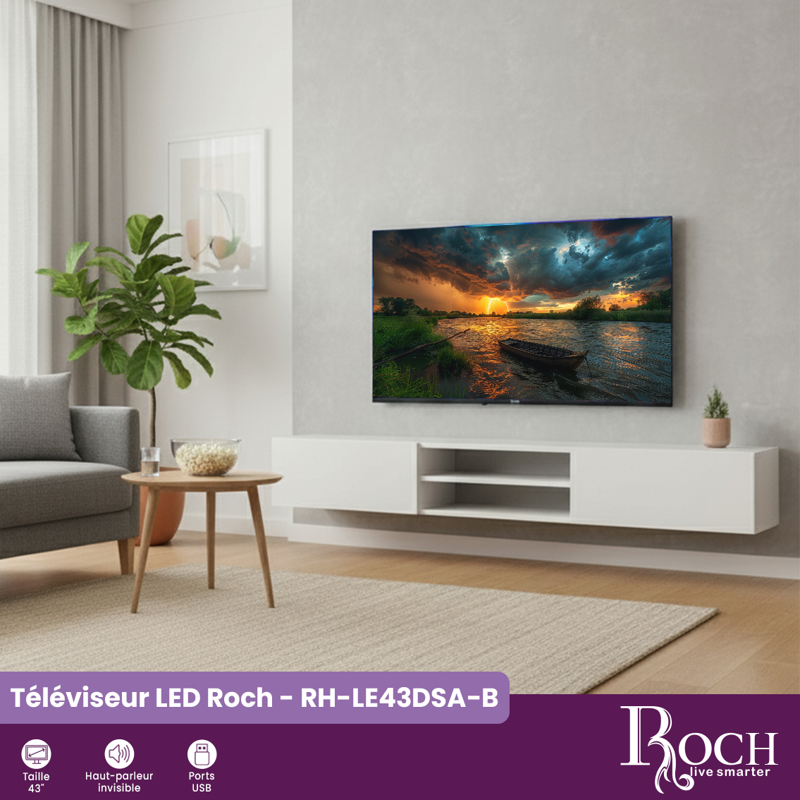 Téléviseur intelligent Roch : RH-LE43DSA-B