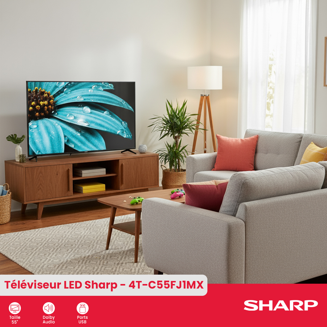 Téléviseur Sharp 4K UHD : 4T-C55FJ1MX