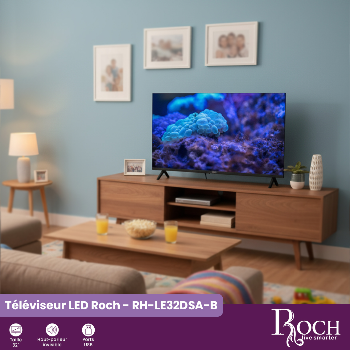 Téléviseur intelligent Roch : RH-LE32DSA-B