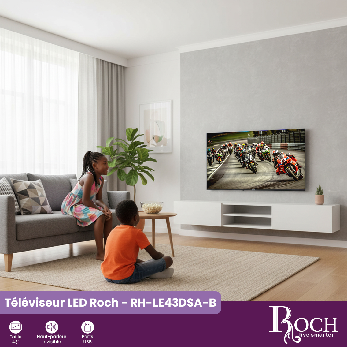 Téléviseur intelligent Roch : RH-LE43DSA-B - 1